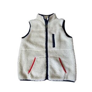 MINI  BODEN White & blue kids vest size 11/12; 152cm, White fluffy sherpa